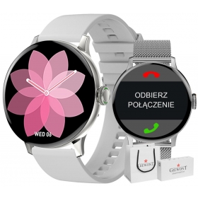 Smartwatch Damski Giewont GW330-2 Srebrny-Szary Pasek Silikonowy + Srebrna Bransoleta-145560