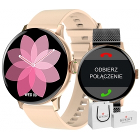 Smartwatch Damski Giewont GW330-4 Różowe Złoto-Róż Pudrowy Pasek Silikonowy  + Czarna Bransoleta-145592