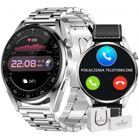 Smartwatch Giewont GW450-5 Srebrny + Pasek Czarny Skórzany-154932