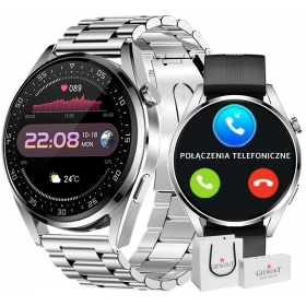 Smartwatch Giewont GW450-4 Srebrny + Pasek Czarny Silikonowy-154948