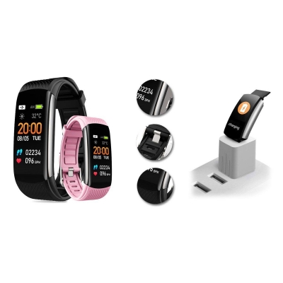 Smartband Rubicon CZARNY RNCE59-5+ Pasek Różowy-71504