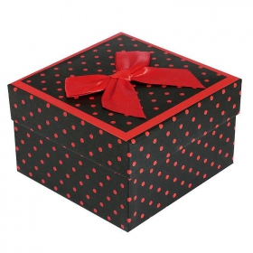 Pudełko na zegarek - kokardka - kropki - czerwone-82754