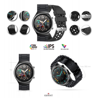 Smartwatch Giewont GW440-1 Czarny + Pasek Czarny Silikonowy-84734