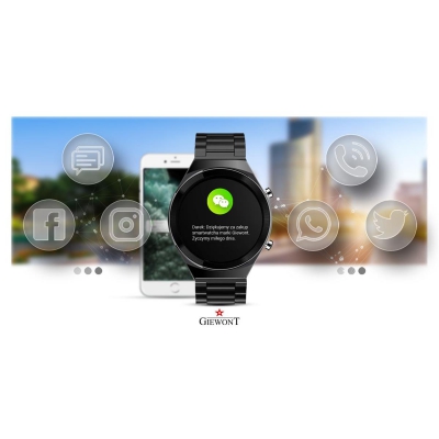 Smartwatch Giewont GW440-1 Czarny + Pasek Czarny Silikonowy-84737