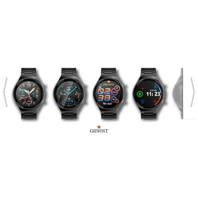 Smartwatch Giewont GW440-2 Czarny + Pasek Czarny Skórzany-84751