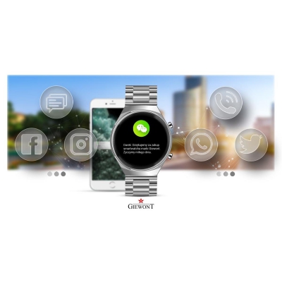 Smartwatch Giewont GW440-4 Srebrny + Pasek Czarny Silikonowy-84785